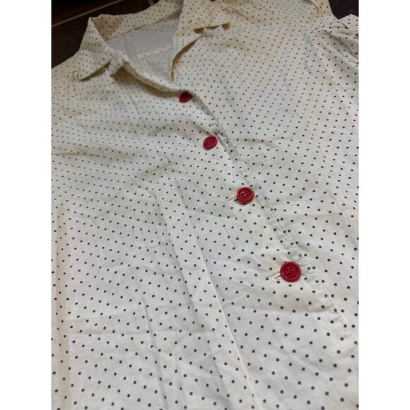 Vintage 80s Polka Dot Red Button Collar Shirt - Picture 2 of 5